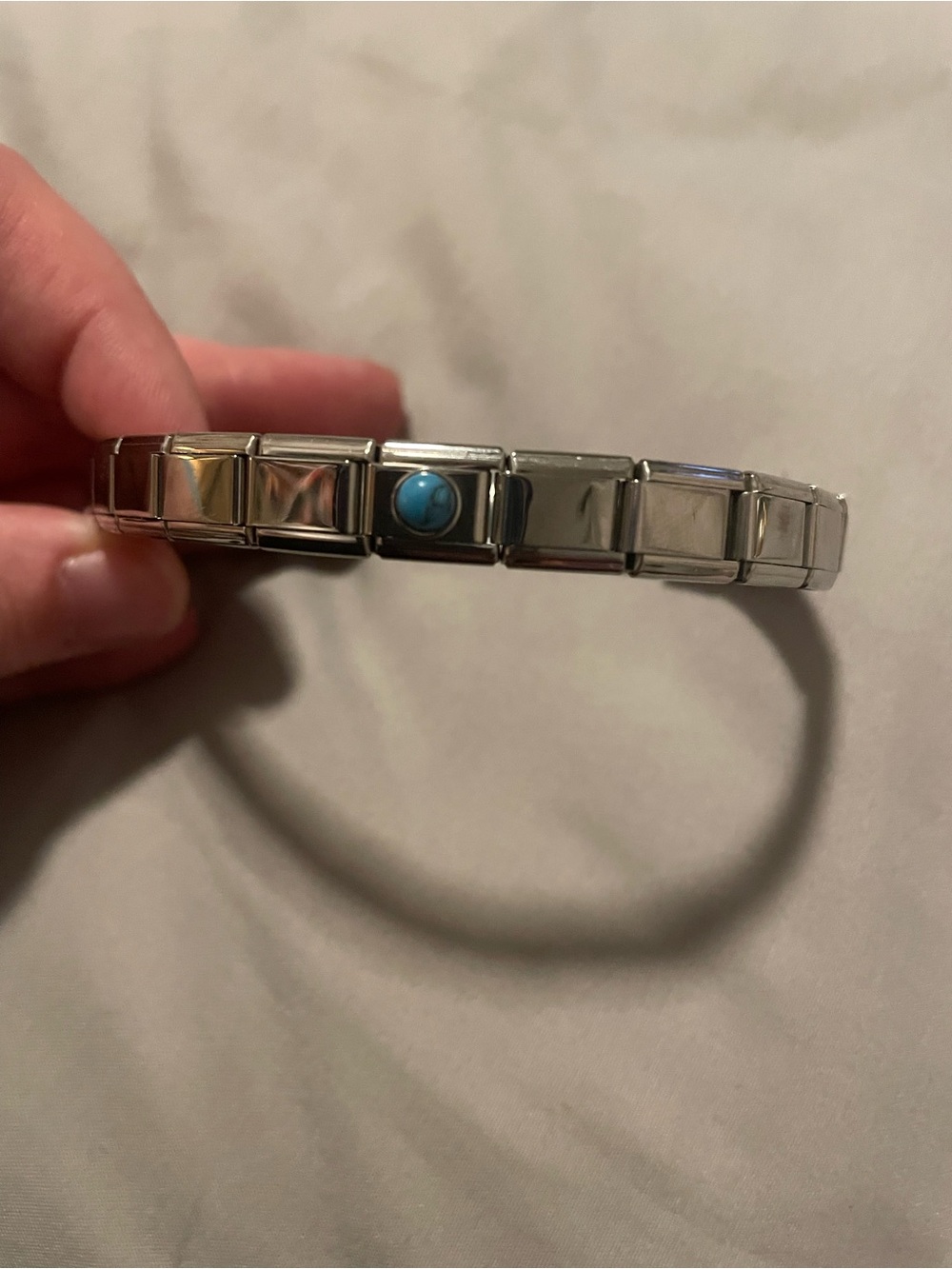 Sterling Silver Italian Charm bracelet with Turquoise Accent - Women Jewelry
